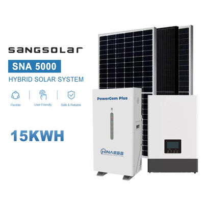 SANG Solar Inverter 5kw 10kw 15kw With 15kwh Lithium Battery Grid Photovoltaic Solar Panel System